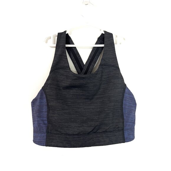 Outdoor Voices Black/Blue Crop Top NeckHigh Bra Dual Colorblock Crossover Size S - Picture 1 of 6